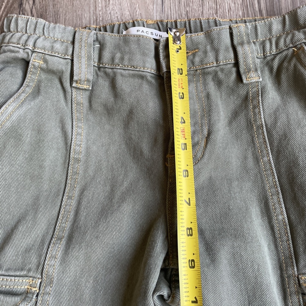 PacSun Low Rise Puddle Cargo Pants Olive Green XS Wide Leg Utility Skater Y2K - Picture 5 of 6